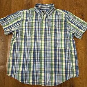 Vineyard Vines Whale Shirt XL Blue Cotton Short Sleeve Button Down Plaid
